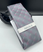 PERRY ELLIS Portfolio Men's 100 Poly Tie  Charcoal  Sline Mini  NEW: 55.