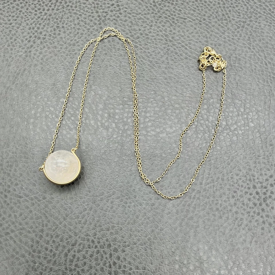 Collar Colgante Largo Marca Lucky Bisel Tono Dorado Piedra Redonda Cierre Langosta 26" Foto 2 de 4