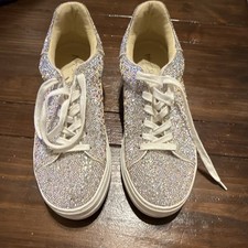 Betsey Johnson Women  s Rhinestone Lace-Up Low Top Sneakers US 11