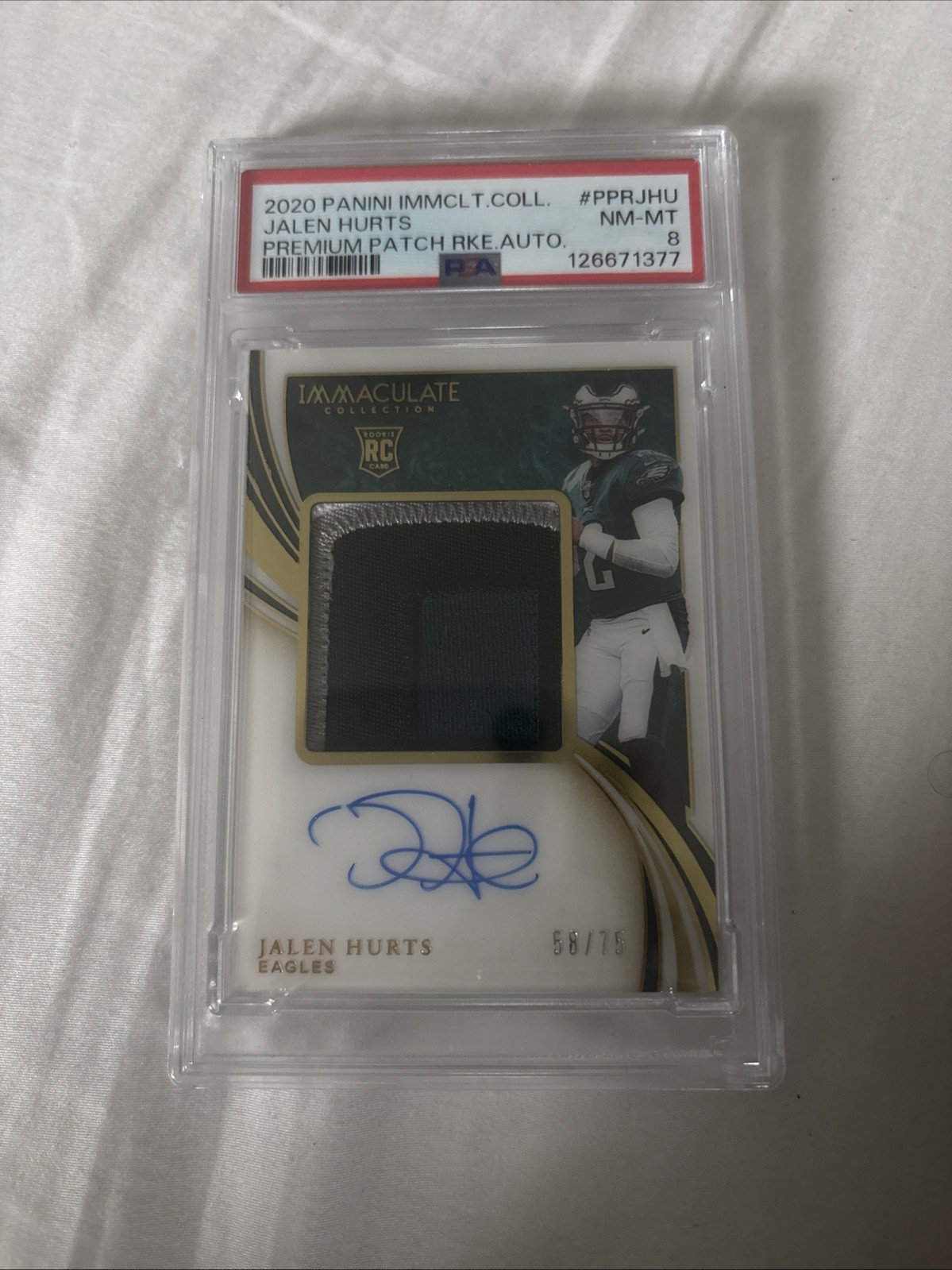 2020 Panini Immaculate Collection -Premium Patch Rookie Auto  Jalen Hurts /75