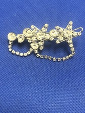 AMAZING SWAROVSKI SIGNED SILVER TONE RHODIUM PLATED CLEAR RHINESTONES BARRETTE