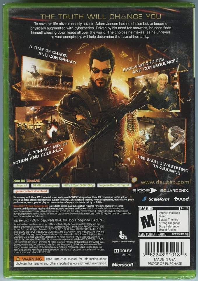 Deus Ex: Human Revolution Microsoft Xbox 360 X360 [Brand New] - Image 2 of 2