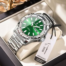 POEDAGAR Men s Luxury Quartz Watch Stainless Steel Waterproof Luminous Date Week