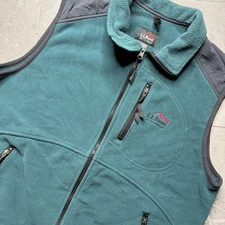 Vintage LL Bean Fleece Vest Jacket Mens Size L Green All Condition Full Zip 90s
