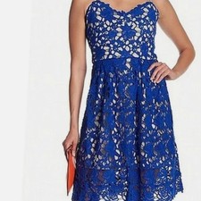 Alexia Admor Dress Crochet Lace Blue Size M New
