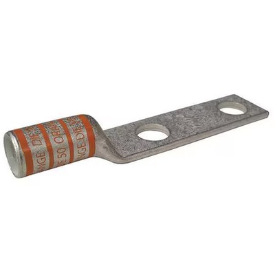 Two-Hole Compression Lug, 3/0 Awg Max, 1/4 In Stud, Long Barrel, Copper,