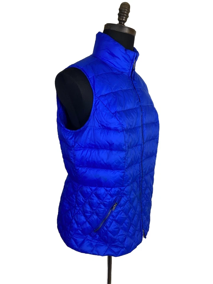 Talbots Down Puffer Vest Women's Size X Blue Full Zip Quilted Pockets REPAIR - Image 4 of 4