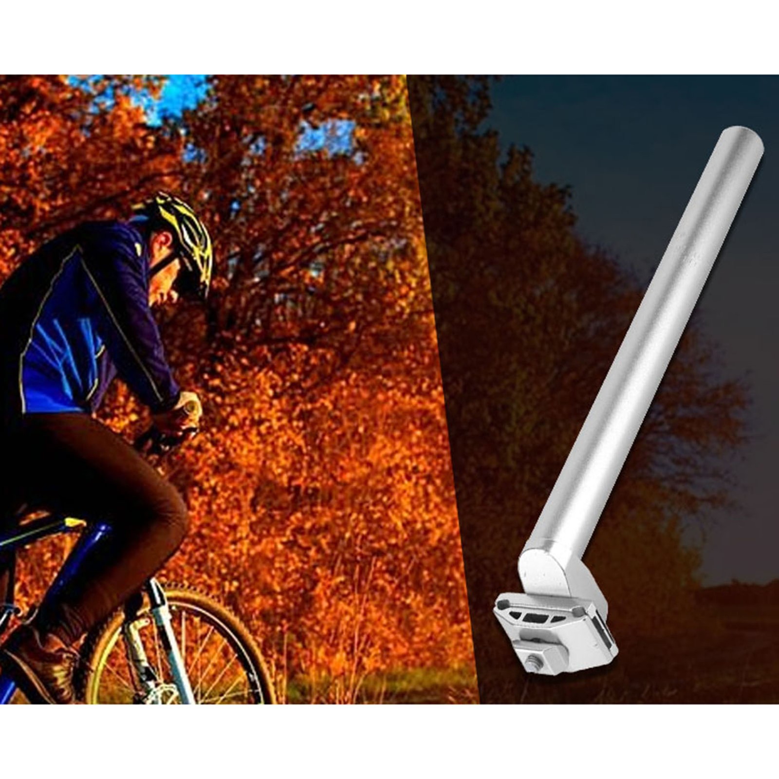 (Silver)25.4*300MM Mountain Road Bike Shockproof Bicycle Saddle Post BS