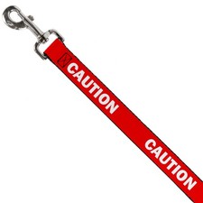 Dog Leash 6-FEET Pet Quote CAUTION Red/White NARROW 0.5"