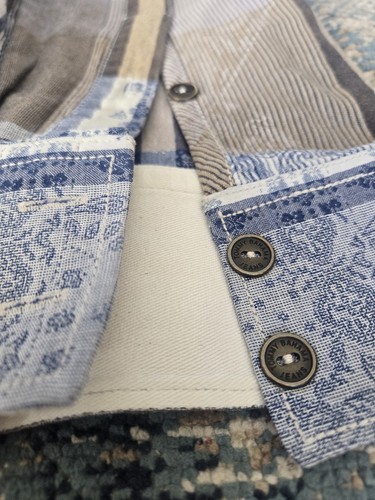 Tommy Bahama Jeans Island Crafted Mens Large Blue Bandana Plaid Cotton Paisley - Picture 3 of 8