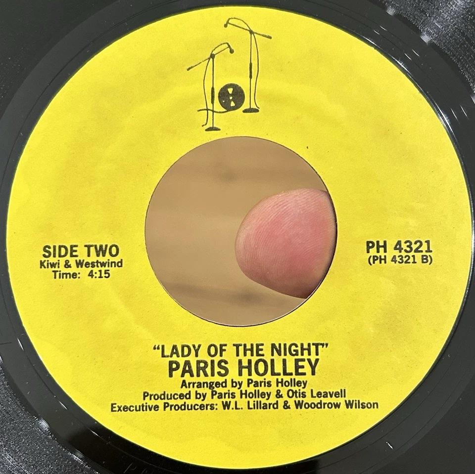 RARE Boogie Modern Soul Disco 45 PARIS HOLLEY 10 Lady Of The Night EX/NM Synth* - Image 3 of 4
