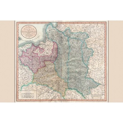 John Cary 1799 Antique Map of Poland, Prussia & Lithuania Division