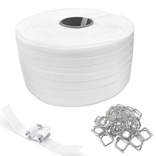 3/4" x 330' Woven Cord Strapping Roll with 50 Pack Metal Wire Buckles, Heavy ...