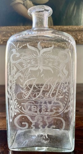 1831 Georgian Etched Glass Whiskey Decanter - Picture 4 of 17