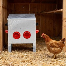 Automatic Chicken Feeder Rodent Proof4 Ports Large Capacity Metal Poultry Feeder