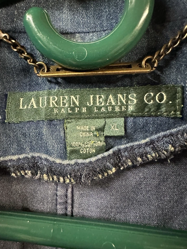Chaqueta Blazer Ralph Lauren Jeans Co. Vintage Denim Talla XL Botón Ecuestre Foto 2 de 4