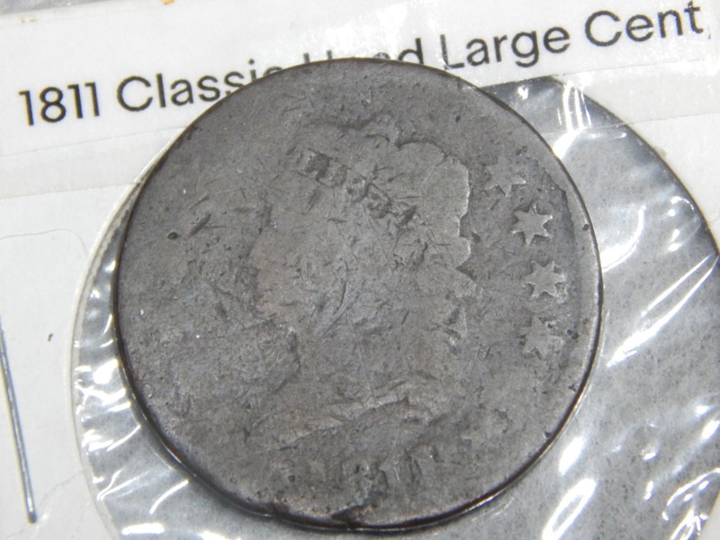 1811 Classic Head Large Cent Penny- damaged rim worn brown copper readable