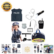 Kids Police Officer Costume with Vest, Hat, and Toys - Ideal for Pretend Play