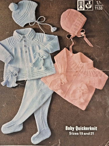 Vintage Strickmuster*Babys Matinee Mantel x2, Mütze, Helm, Leggings & Mitt