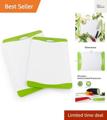 2 Piece Plastic Cutting Board Set, Microban Protection, Stain & Odor Free, Ex...