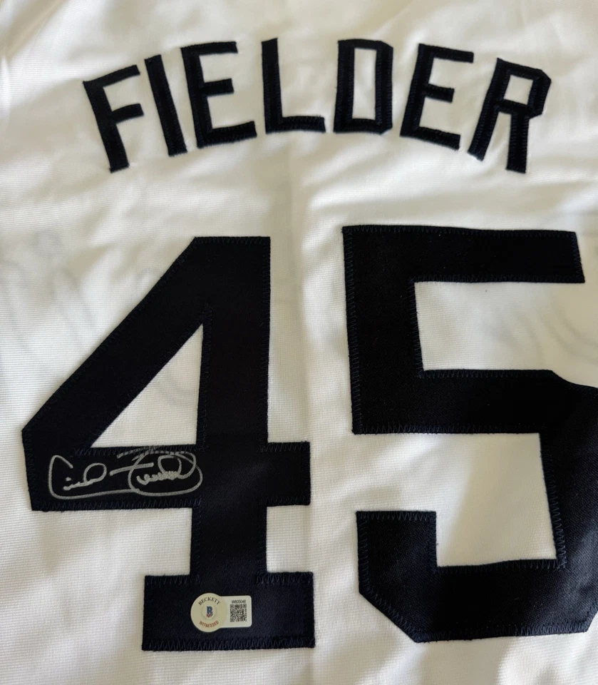 Autographed/Signed CECIL FIELDER Detroit White Baseball Jersey BECKETT Witnessed - Image 2 of 4