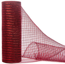 Cranberry Burgundy Metallic Mesh Ribbon,10 Inch X 30 Feet 10Yard , Burgundy with