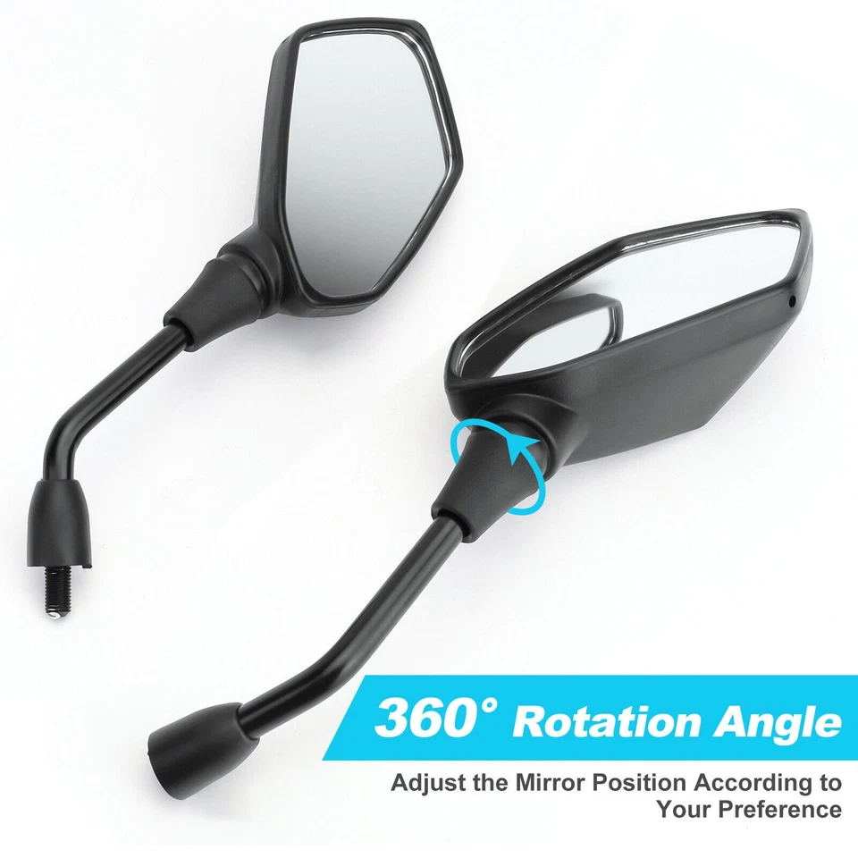 For Yamaha Grizzly 700 660 550 450 ATV Rearview Mirrors + 7/8" Handlebar Clamps - Image 3 of 4