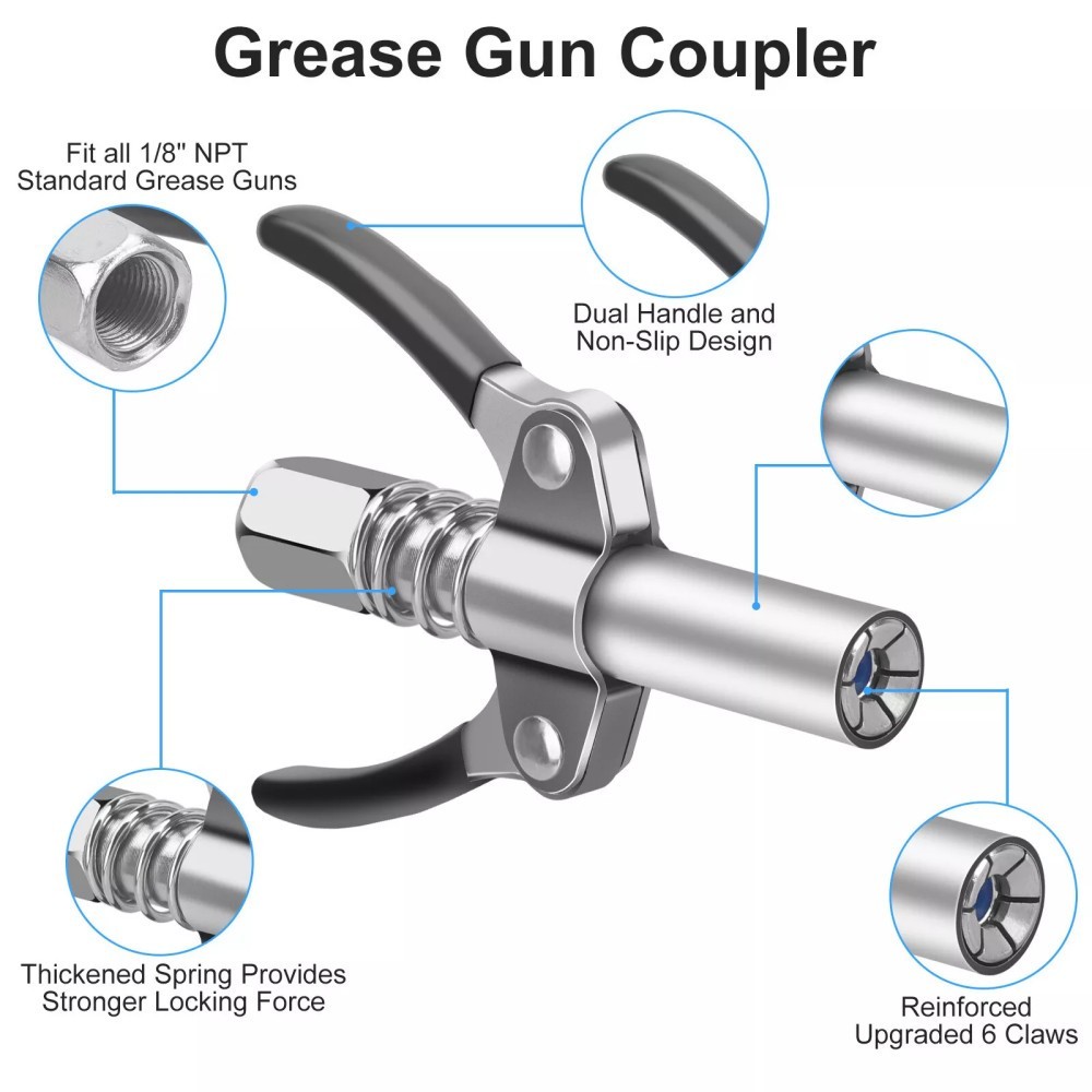 Grease Gun Accessory Kit 90 Degree Coupler Adapter Grease Needle Tips Dispenser