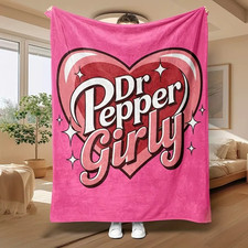 Dr Pepper Girly Heart Pattern Pink Blanket Soft Flannel Throw Blanket Cozy Warm