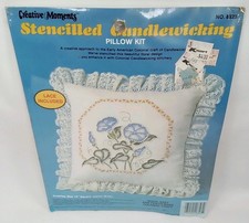 Vintage 1983 Stenciled Candlewicking Pillow Kit Paragon Morning Glory Sealed NOS