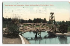 Postcard Rustic Bridge and Observation Tower, Atkinson Park, Newburyport, VPC01.
