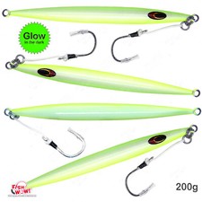 4pcs 200g Glow Streaker High Pitch 7oz Fast Speed Deep Drop Jig Tuna BKK Hook