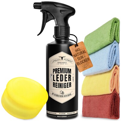 Premium LEDERREINIGER 500ml + Schwamm + 4 Mikrofasertücher