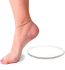Elasticated Anklet Chain Bracelet 1 Row NEW Silver Stretchy Diamante Rhinestone