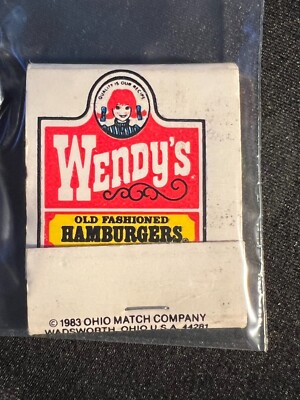 VINTAGE MATCHBOOK - WENDY'S OLD FASHIONED HAMBURGERS - UNSTRUCK