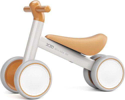 Baby Balance Bike 10-36M, 4-Wheel Walker Toy (Grey-Brown)