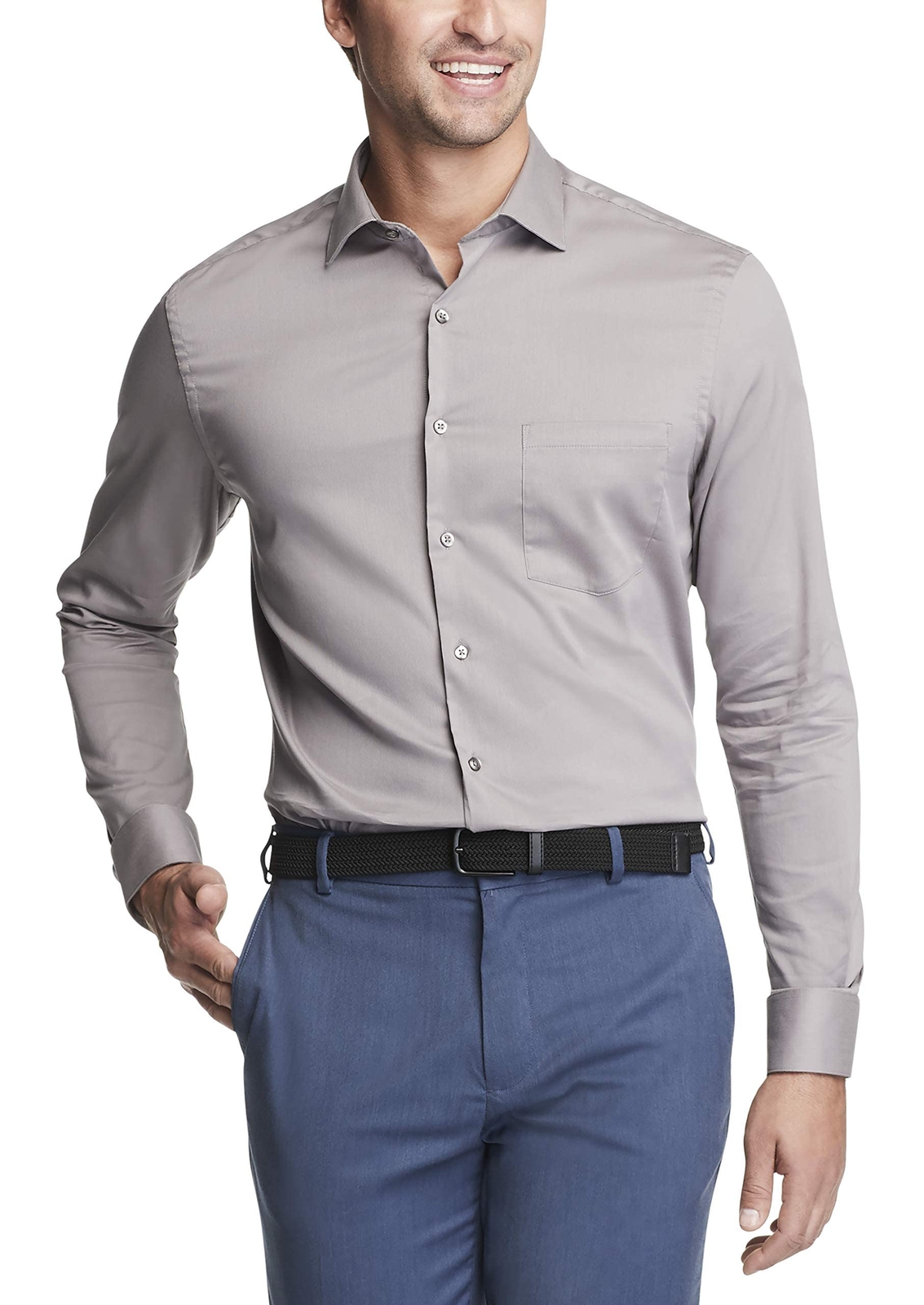 Мужская рубашка Van Heusen Regular Fit Stain Shield Stretch, сталь, 17-17,5