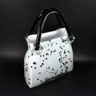 Vintage Murano Style Art Glass Dalmation Handbag Vase