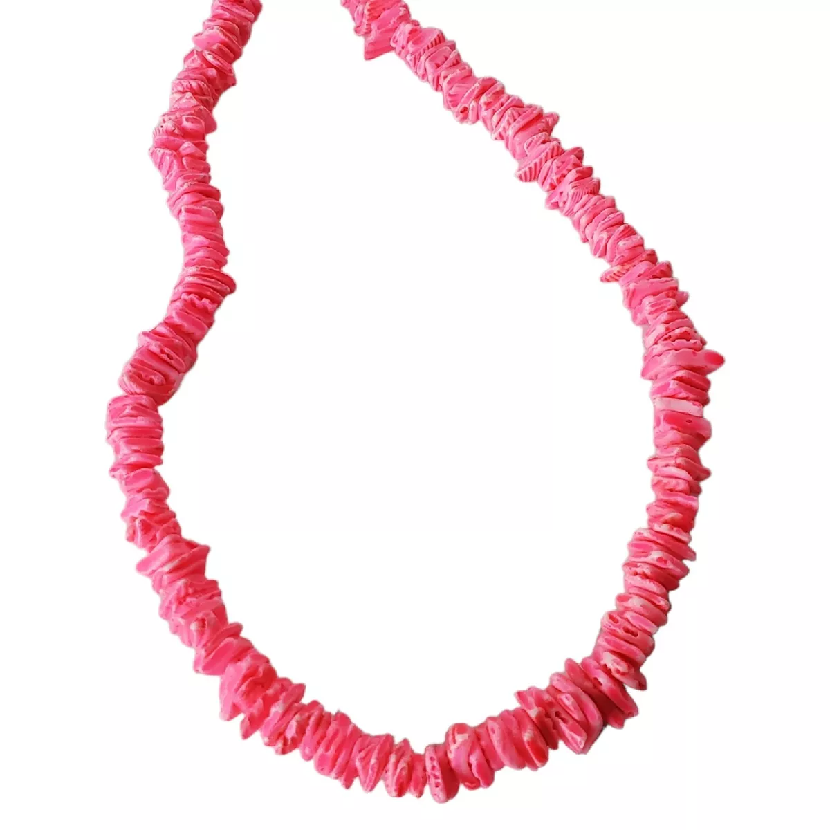 Puka Shell Necklace Hot Pink Beaded Choker Surfer Beach 90s