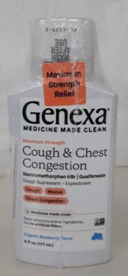 3X GENEXA COUGH & CHEST CONGESTION ORGANIC BLUEBERRY FLAVOR 6 fl oz EXP 07/2025