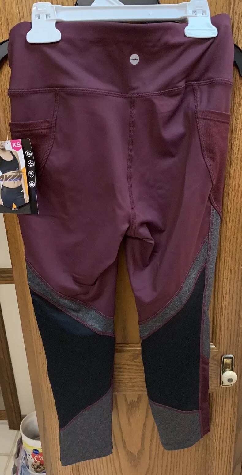 Avia Women's Extra Small (02) Maroon/Gray/Black High Rise Capri