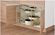 TRINITY 2-Tier Large Sliding Drawer Fits 21" or Wider Cabinets in Chrome 50lbcap