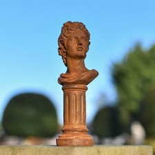 "Roman Bust" Garden Sculpture Rustic Cast Iron Outdoor Statue