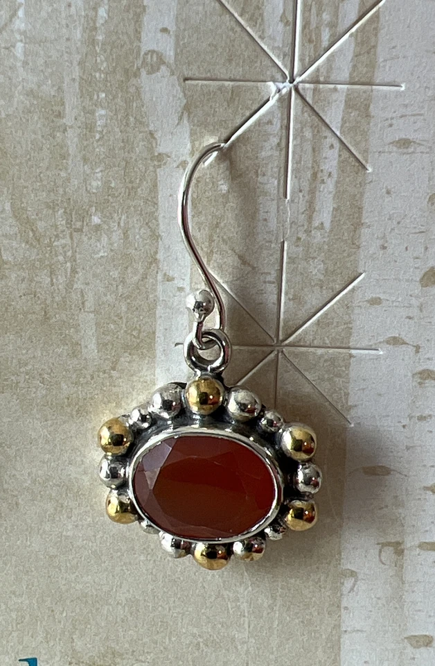 Nuevo con etiquetas Catálogo Sundance Plateado Chapado en Oro Cornalina “Pendientes de Caléndula” $118 Foto 2 de 2