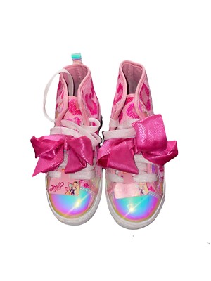 Jojo Siwa Shoes Girls Pink High Top Lace Up Bow Mermaids Flat Pink - Main Image