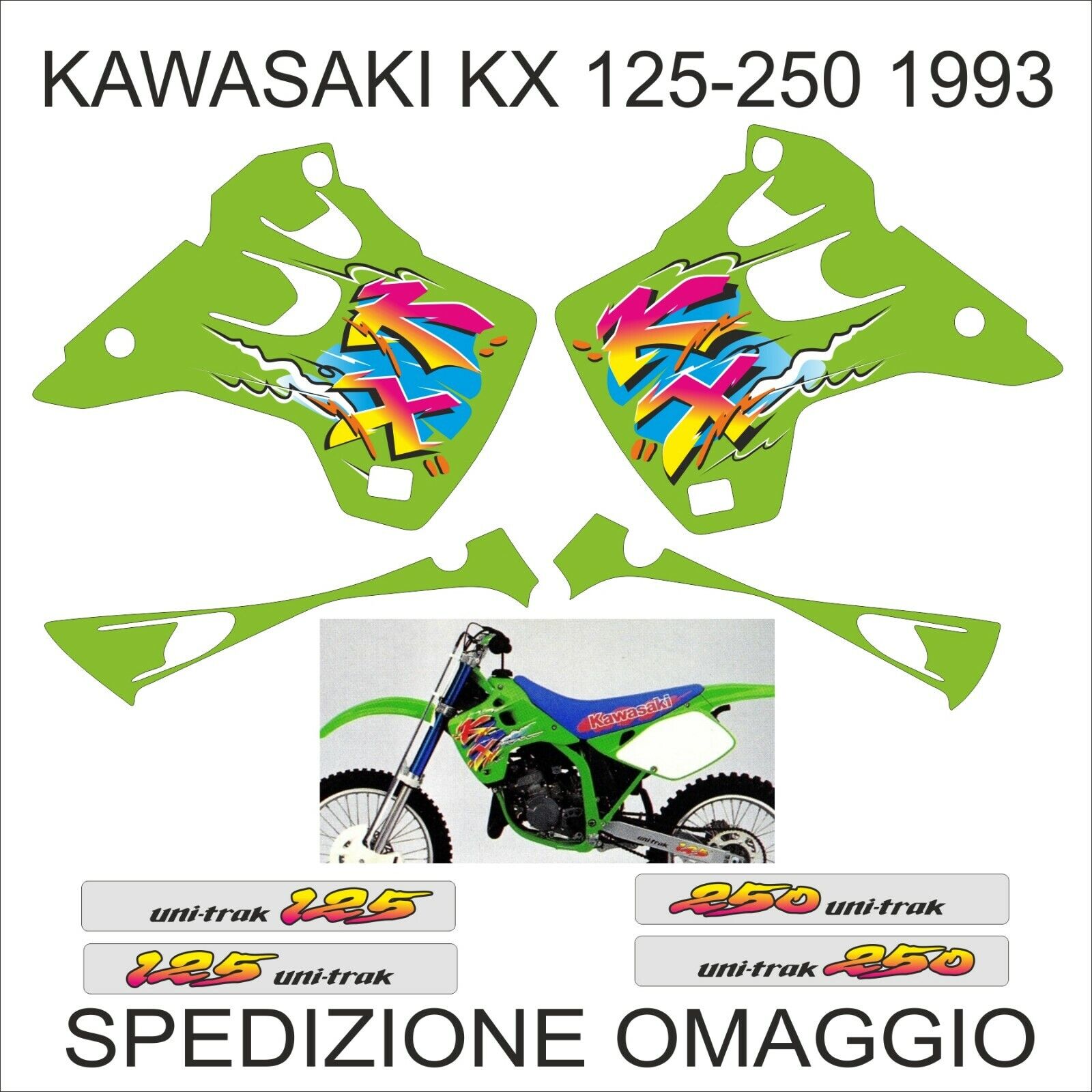 Kit Adesivi KAWASAKI KX 125-250 1993 replica Serie in kristal