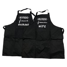 Zulay OSFM Funny Husband Wife Kitchen Aprons Adjustable Straps 2 Pack Black