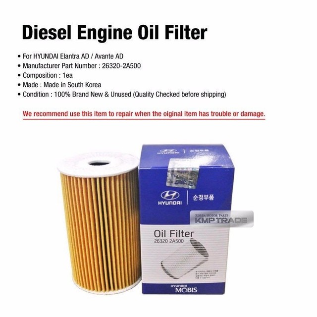 OEM 263202A500 Diesel Engine Oil Filter For HYUNDAI 2017 Elantra AD 2.