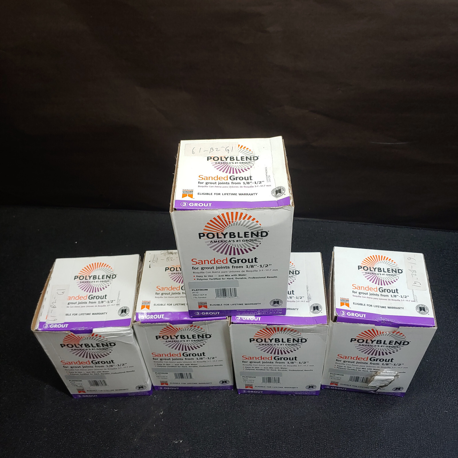 Lot Of 5 Custom Building Products Polyblend 7 Lb Sanded Tile Grout Platinum #115