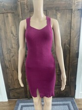 Olive + Oak ribbed size Small rasberry Wine bodycon Sweater Dress - 035
